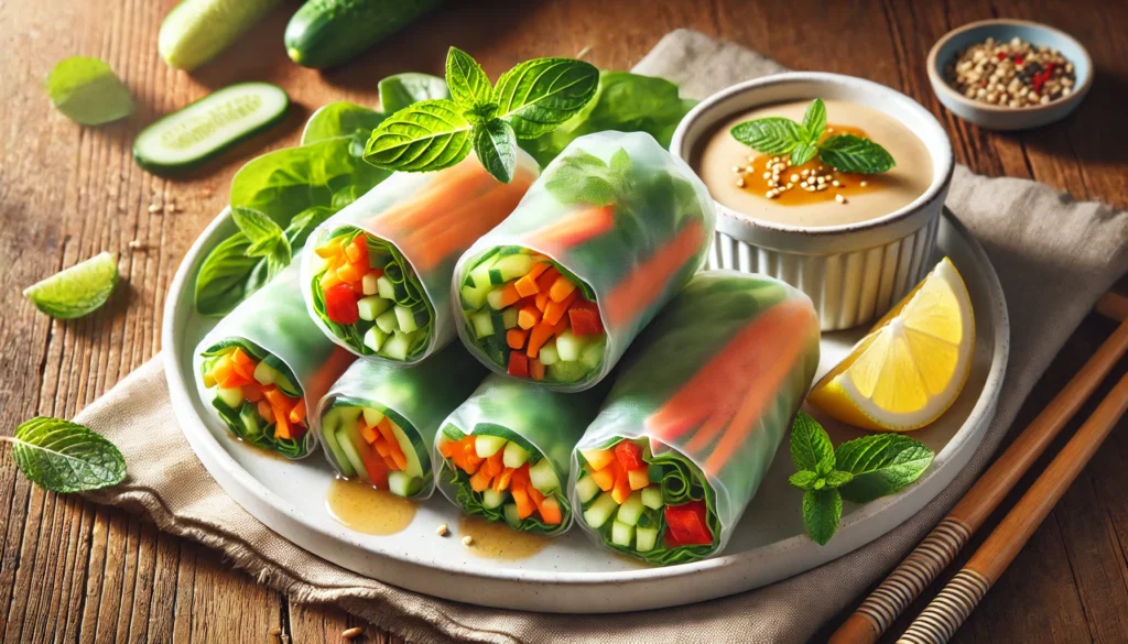 Cuisine Veggie : recette crudivore, végétarien, rouleaux de printemps